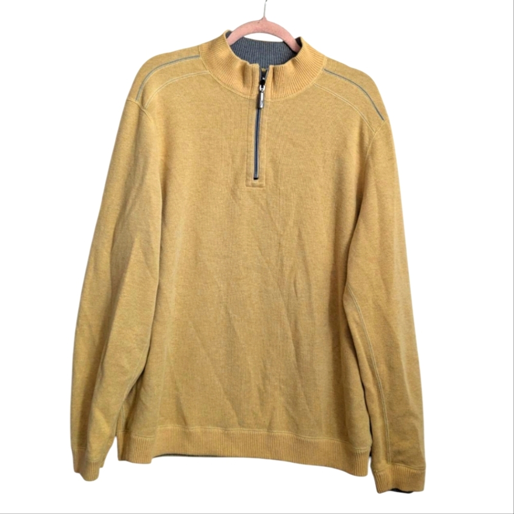 Tommy Bahama Quarter Zip Pullover Yellow Mens Size XL
